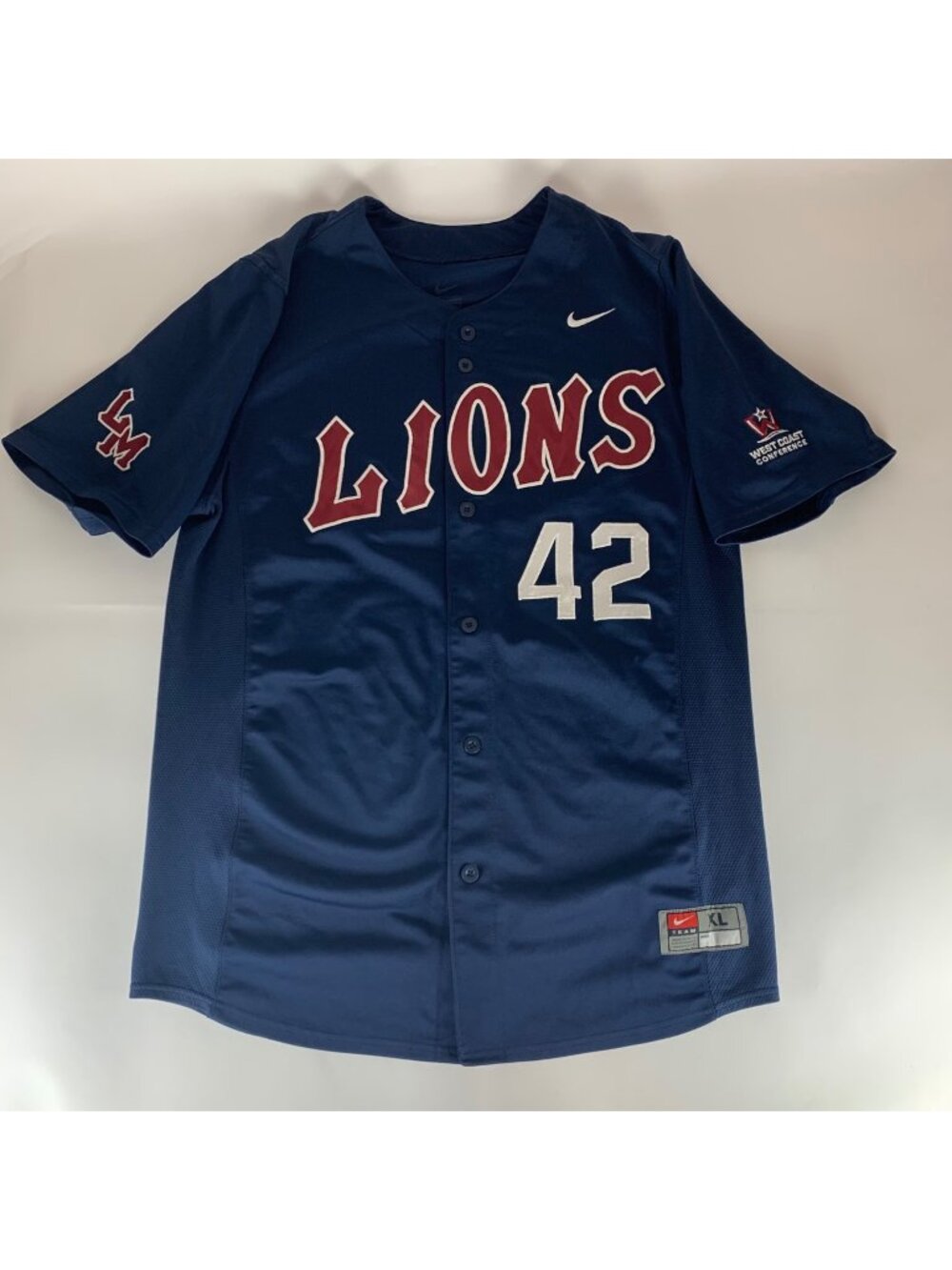 Loyola Marymount Lions NCAA Authentic Navy Blue Nike Baseball Jersey Mens XL